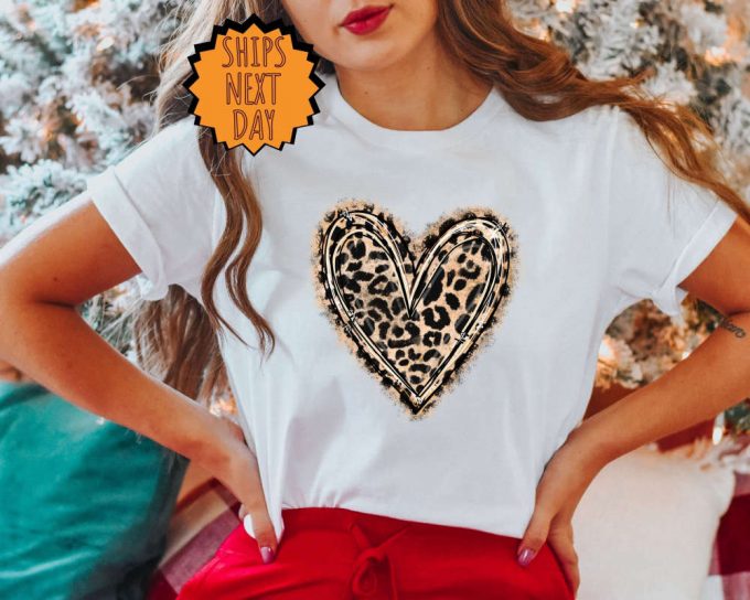 Leopard Patterned Heart Shirt, Leopard Heart Shirt, Valentine Love Gift Shirt, Leopard Print Shirt, Retro Leopard Shirt, Leopard Print Shirt 6