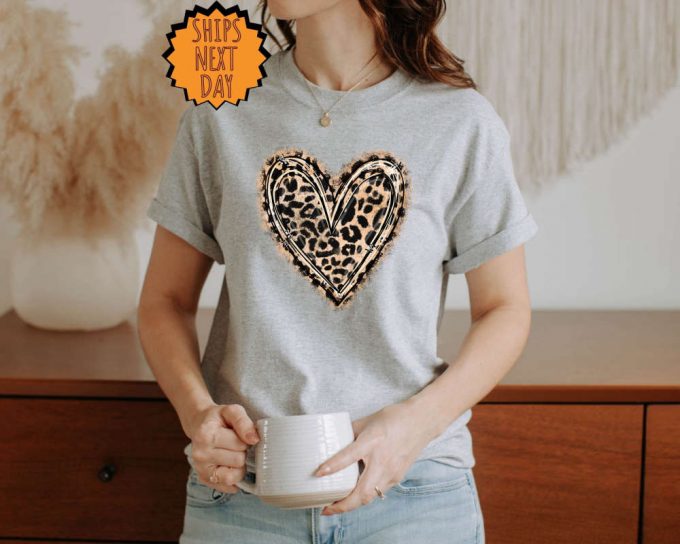 Leopard Patterned Heart Shirt, Leopard Heart Shirt, Valentine Love Gift Shirt, Leopard Print Shirt, Retro Leopard Shirt, Leopard Print Shirt 7