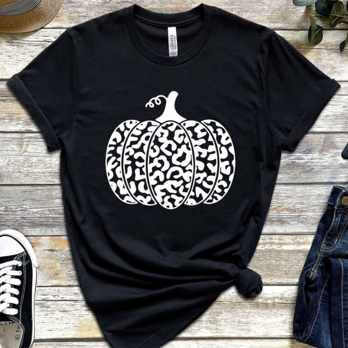 Leopard Pumpkin Shirt, Fall Pumpkin Shirt, Cute Fall Shirt, Women'S Fall Tee, Cheetah Pumpkin Shirt, Animal Print Shirts, Halloween Shirt 2