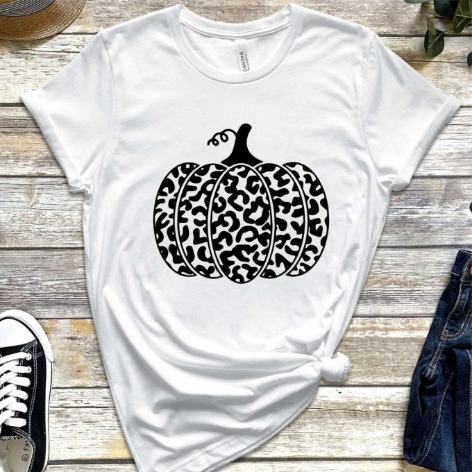Leopard Pumpkin Shirt, Fall Pumpkin Shirt, Cute Fall Shirt, Women'S Fall Tee, Cheetah Pumpkin Shirt, Animal Print Shirts, Halloween Shirt 3