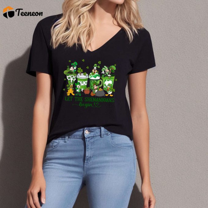 Let The Shenanigans Began T-Shirt, Mickey And Friends, St Patrick'S Day Shirt, Funny Irish Shirt, Cartoon Shirt, Retro Irish Day Tee 1