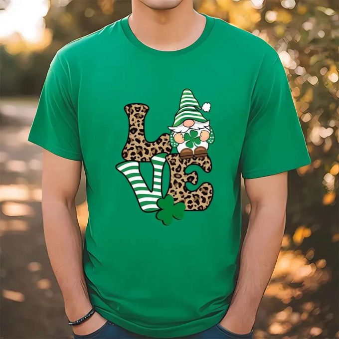 St Patrick’s Day Gnome Leopard Print T-Shirt - Fun And Festive Irish Apparel 2