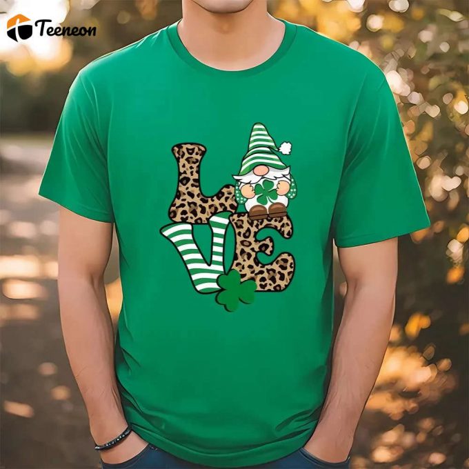 St Patrick’s Day Gnome Leopard Print T-Shirt - Fun And Festive Irish Apparel 1