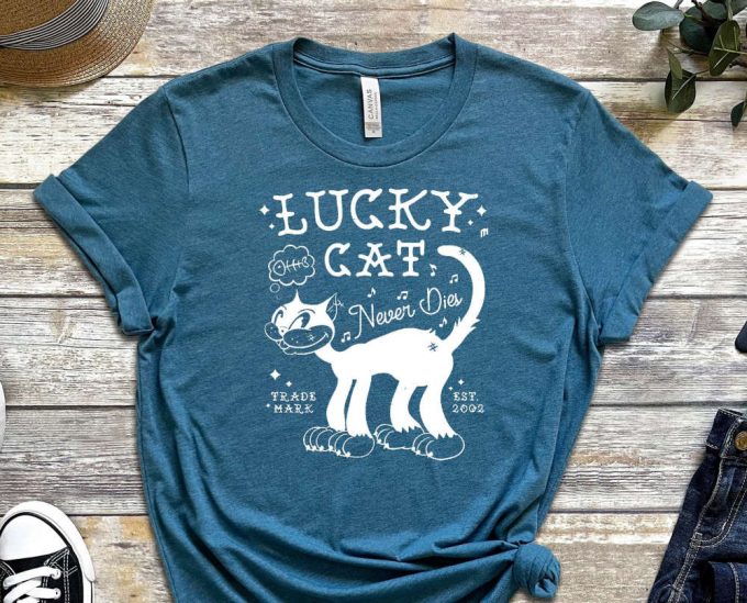 Lucky Cat Shirt, Cat Tee, Cats Never Dies Shirt, Hungry Cat Shirt Funny Cat Shirt, Kitten Shirt, Cat Lover Shirt