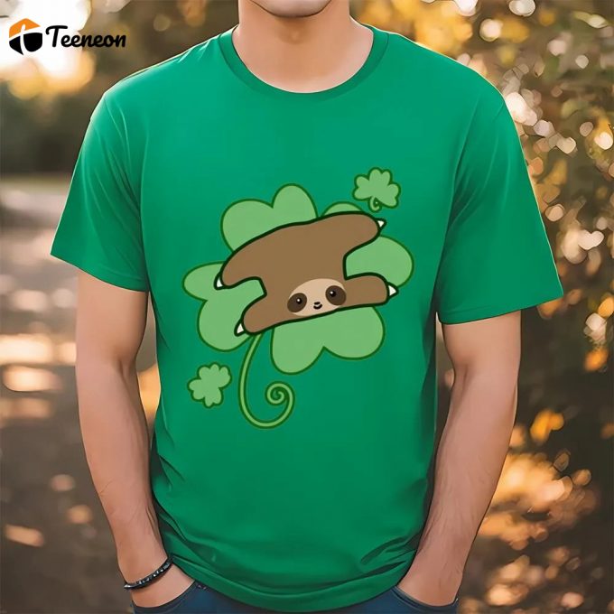 Lucky Clover Sloth Patrick’s Day T-Shirt: Fun &Amp;Amp; Festive St Patty S Tee 1