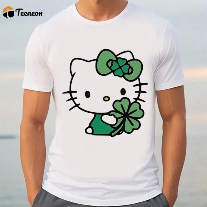 Lucky Hello Kitty Men S St Patrick S Day Tee: Fun &Amp;Amp; Festive Shirt For Celebrating! 1