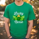 St Patrick s Day Nurse T-Shirt: Lucky Unicorn Shamrock Design