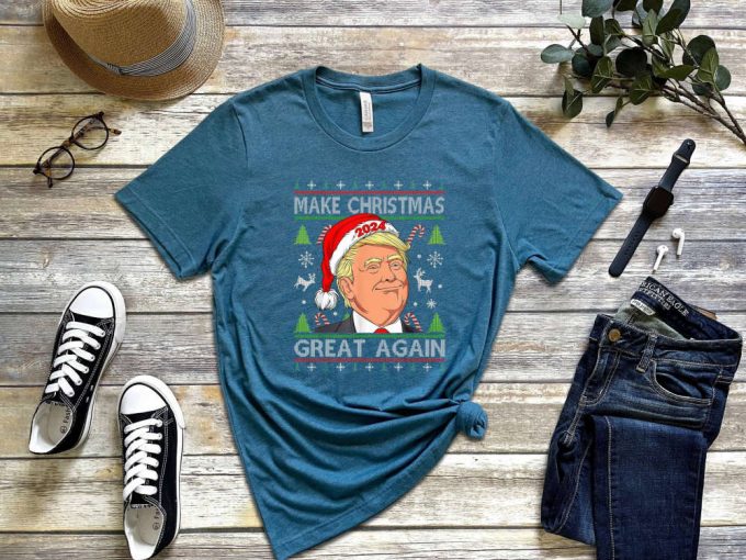 Make Christmas Great Again T-Shirt: Political Santa Shirt With Trump Funny &Amp; Ugly Christmas Saying 3