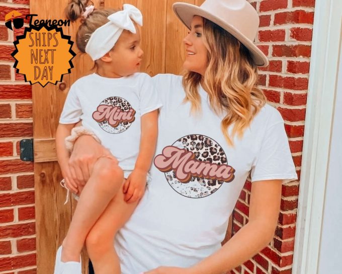 Mama And Mini Leopard Matching Shirts, Mama And Mini Retro T-Shirt, Mommy And Me Matching Shirts, Retro Mama Shirt, Mothers Day Gift 1