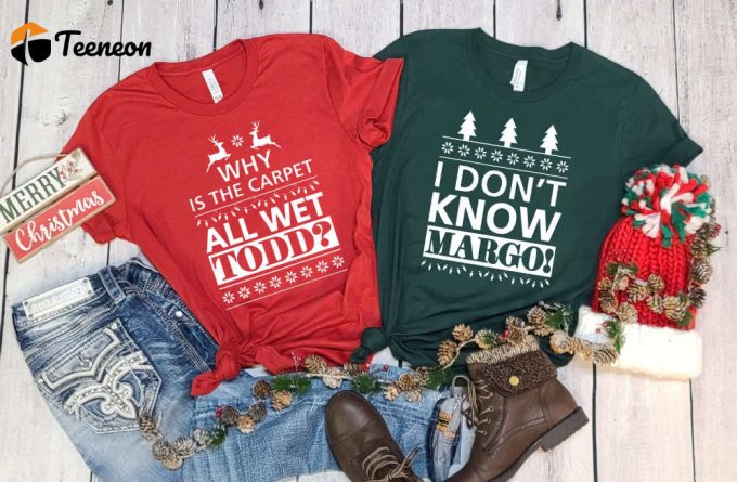 Margo Todd T-Shirt, Merry Christmas Shirt, Winter Holiday Shirts, Matching Family Christmas Shirt, Christmas Gift For Couples, Mr Mrs 1