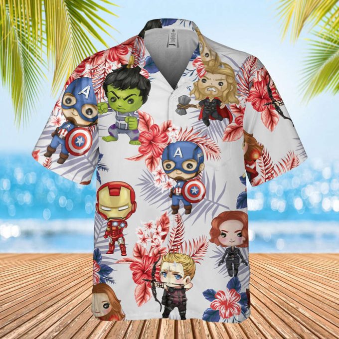 Marvel Avengers Hawaiian Shirt, Captain American 4Th Of July Shirt, Iron Man, Thor Hawaiian Tee, Summer Vacation Aloha Tee, Super Hero Beach 2