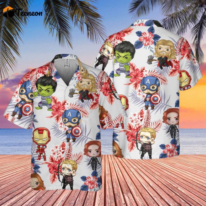 Marvel Avengers Hawaiian Shirt, Captain American 4Th Of July Shirt, Iron Man, Thor Hawaiian Tee, Summer Vacation Aloha Tee, Super Hero Beach 1