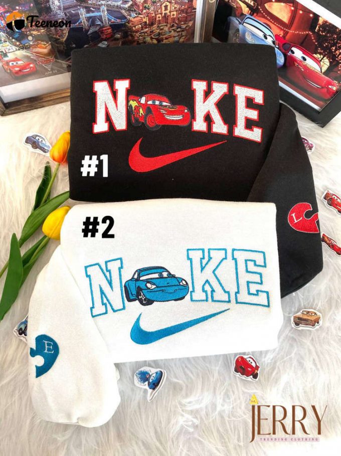 Mcqueen And Sally Cars Disney Nike Embroidered Sweatshirts 1