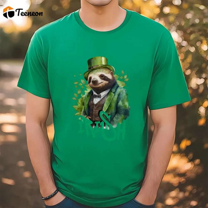 Get Lucky With Men S St Patrick S Day Sloth T-Shirt - Fun Festive Green Tee! 1