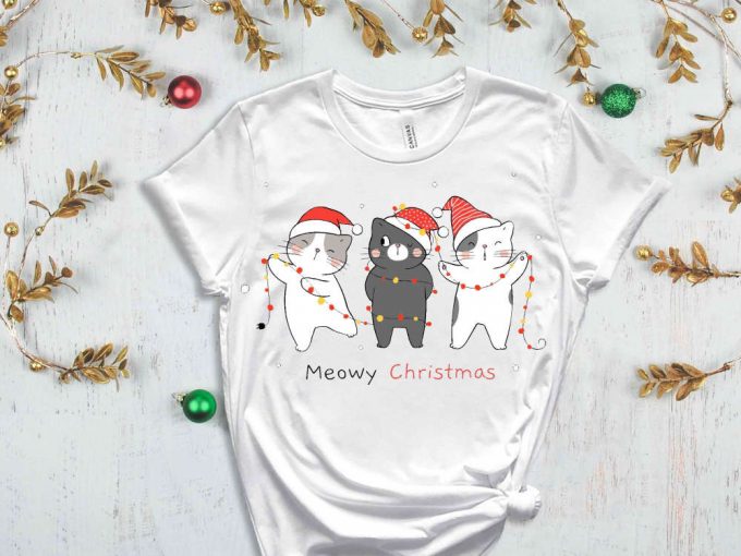 Meowy Christmas Shirt, Christmas Cats Shirt, Merry Christmas Tshirt, Meowy Tees, Funny Christmas Outfits, Christmas Gift Ideas For Cat Lover 4