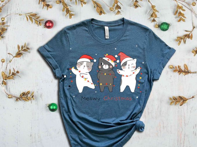 Meowy Christmas Shirt, Christmas Cats Shirt, Merry Christmas Tshirt, Meowy Tees, Funny Christmas Outfits, Christmas Gift Ideas For Cat Lover 5