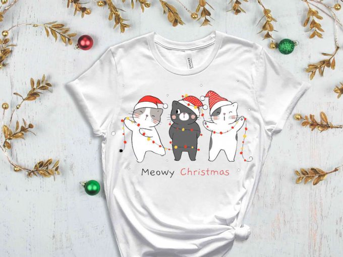 Meowy Christmas Shirt, Christmas Cats Shirt, Merry Christmas Tshirt, Meowy Tees, Funny Christmas Outfits, Christmas Gift Ideas For Cat Lover