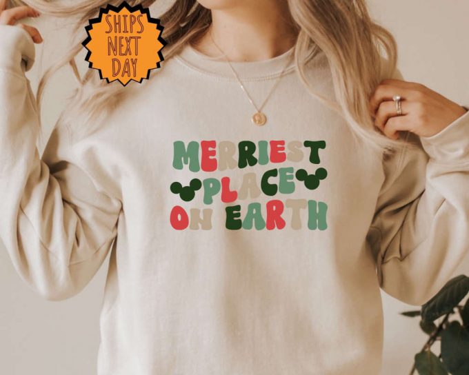 Merriest Place On Earth Sweatshirt, Family Gift Hoodie, Happiest Place Shirt, Mouse Ears Shirt, Family Vacation Trip ,Merriest Gift Sweater 3