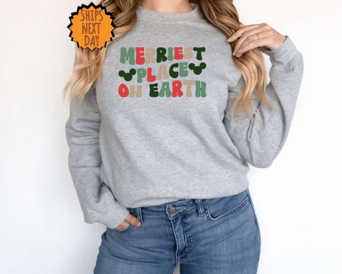 Merriest Place On Earth Sweatshirt, Family Gift Hoodie, Happiest Place Shirt, Mouse Ears Shirt, Family Vacation Trip ,Merriest Gift Sweater 4