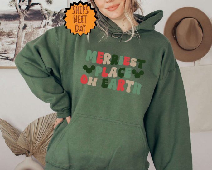 Merriest Place On Earth Sweatshirt, Family Gift Hoodie, Happiest Place Shirt, Mouse Ears Shirt, Family Vacation Trip ,Merriest Gift Sweater 5