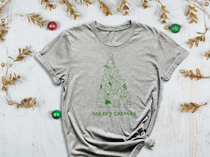 Merry Catmas Shirt, Merry Christmas Shirt, Cat Shirt, Kitty Shirt, Cat Tree Shirt, Christmas Tree Shirt, Christmas Star Shirt, Xmas Shirt 4