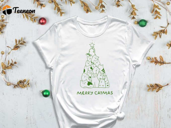 Merry Catmas Shirt, Merry Christmas Shirt, Cat Shirt, Kitty Shirt, Cat Tree Shirt, Christmas Tree Shirt, Christmas Star Shirt, Xmas Shirt 1