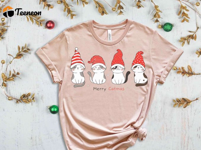 Merry Catmas T-Shirt, Christmas Cats Shirt, Cute Christmas Tees, Merry Christmas Shirt, Christmas Gift For Cat Owner, Cat Lover Tshirt 1