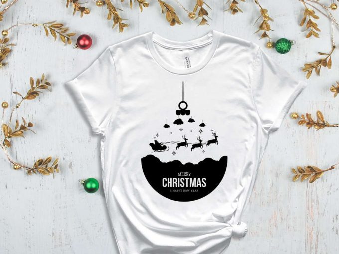 Merry Christmas And Happy New Year T-Shirt, Santa'S Sleigh Shirt, Santa'S Reindeer Tshirt, Christmas Reindeer Graphic Tees, Christmas Ball 6