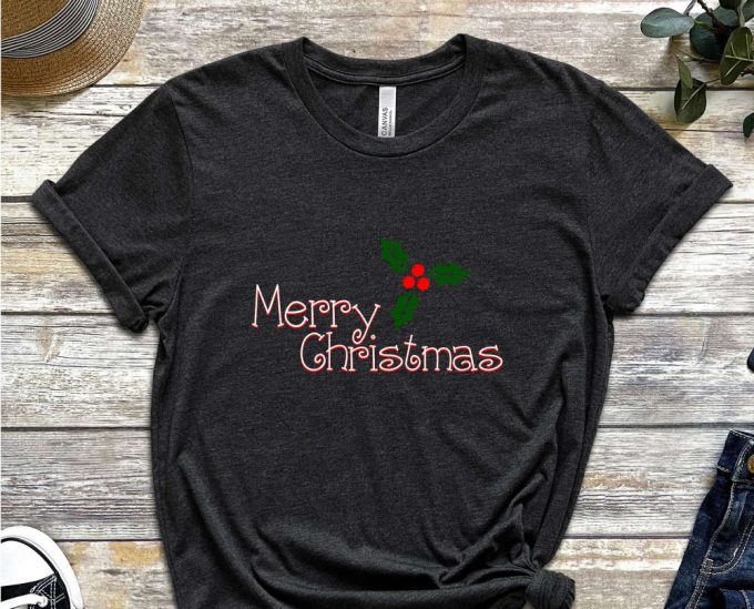 Merry Christmas Flower T-Shirt, Cute Christmas Tees, Merry Xmas, Christmas Shirts, Noel Gift, Xmas Party Outfits, Christmas Crew, Xmas Tee 2