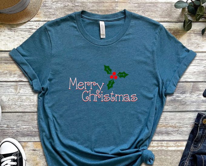 Merry Christmas Flower T-Shirt, Cute Christmas Tees, Merry Xmas, Christmas Shirts, Noel Gift, Xmas Party Outfits, Christmas Crew, Xmas Tee 5