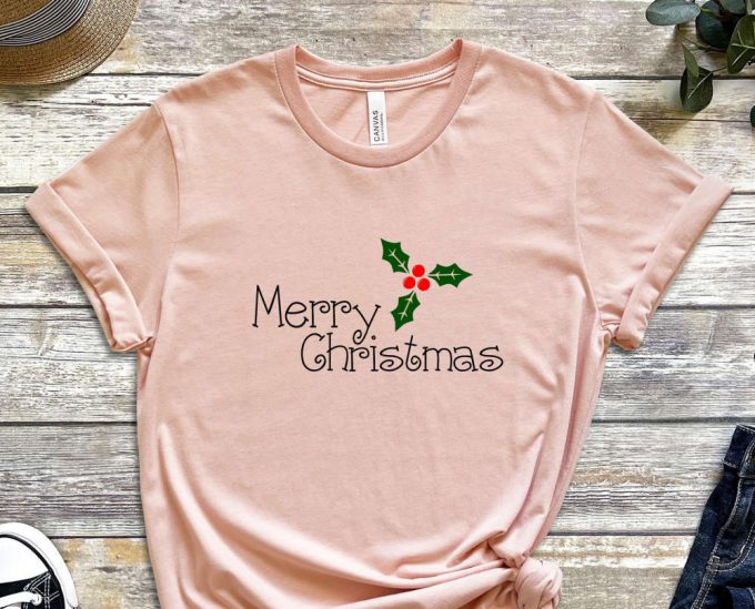 Merry Christmas Flower T-Shirt, Cute Christmas Tees, Merry Xmas, Christmas Shirts, Noel Gift, Xmas Party Outfits, Christmas Crew, Xmas Tee 6