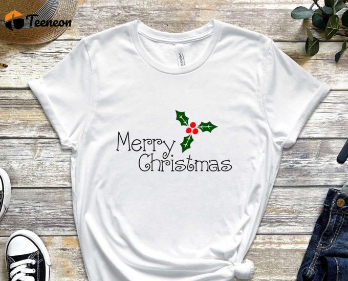 Merry Christmas Flower T-Shirt, Cute Christmas Tees, Merry Xmas, Christmas Shirts, Noel Gift, Xmas Party Outfits, Christmas Crew, Xmas Tee 1