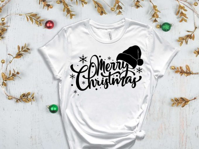 Merry Christmas Hat T-Shirt, Winter Vibes, Xmas Apparel, Holiday Shirt, Funny Christmas Shirt, Christmas Shirts, Xmas Gift, Merry Xmas Crew 2