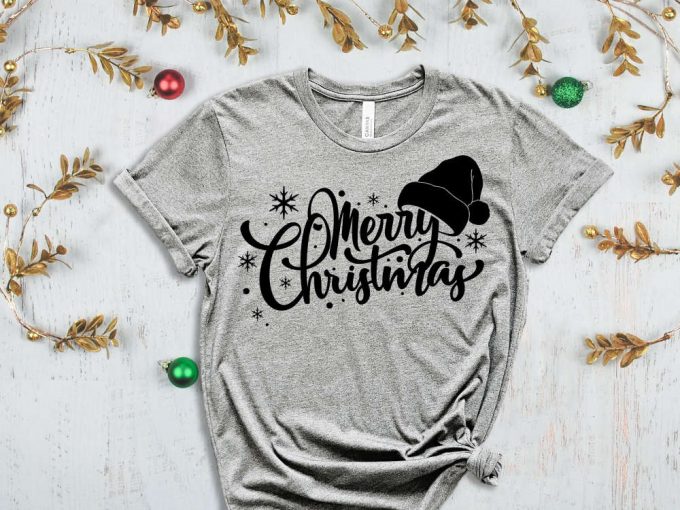 Merry Christmas Hat T-Shirt, Winter Vibes, Xmas Apparel, Holiday Shirt, Funny Christmas Shirt, Christmas Shirts, Xmas Gift, Merry Xmas Crew 6