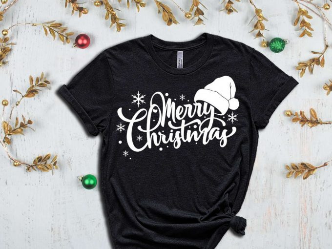 Merry Christmas Hat T-Shirt, Winter Vibes, Xmas Apparel, Holiday Shirt, Funny Christmas Shirt, Christmas Shirts, Xmas Gift, Merry Xmas Crew 3