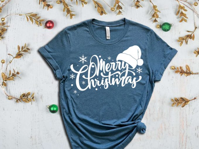 Merry Christmas Hat T-Shirt, Winter Vibes, Xmas Apparel, Holiday Shirt, Funny Christmas Shirt, Christmas Shirts, Xmas Gift, Merry Xmas Crew 4