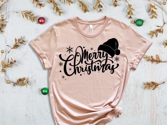 Merry Christmas Hat T-Shirt, Winter Vibes, Xmas Apparel, Holiday Shirt, Funny Christmas Shirt, Christmas Shirts, Xmas Gift, Merry Xmas Crew 5