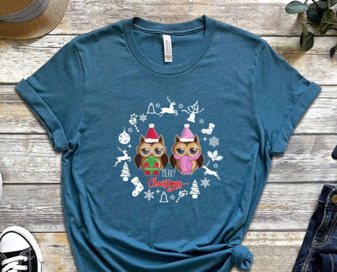 Merry Christmas Owl T-Shirt, Owl Family Shirt, Owl Lover Xmas Gift, Funny Christmas Shirt, Christmas Animals, Cute Christmas Owl Tshirt 4