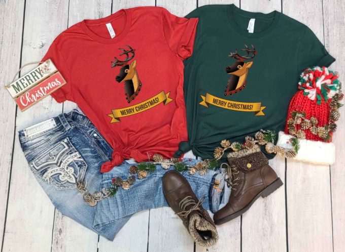 Merry Christmas Reindeer T-Shirt, Christmas Deer, Holiday Shirt, Funny Christmas Shirt, Christmas Animals, Xmas Gift Ideas, Deer Lover Shirt 2