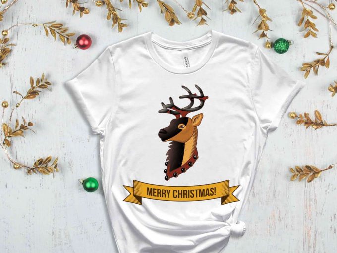 Merry Christmas Reindeer T-Shirt, Christmas Deer, Holiday Shirt, Funny Christmas Shirt, Christmas Animals, Xmas Gift Ideas, Deer Lover Shirt 4