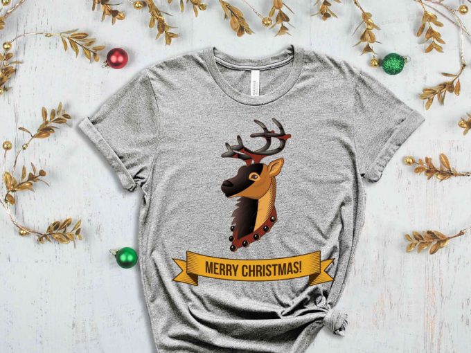 Merry Christmas Reindeer T-Shirt, Christmas Deer, Holiday Shirt, Funny Christmas Shirt, Christmas Animals, Xmas Gift Ideas, Deer Lover Shirt 5