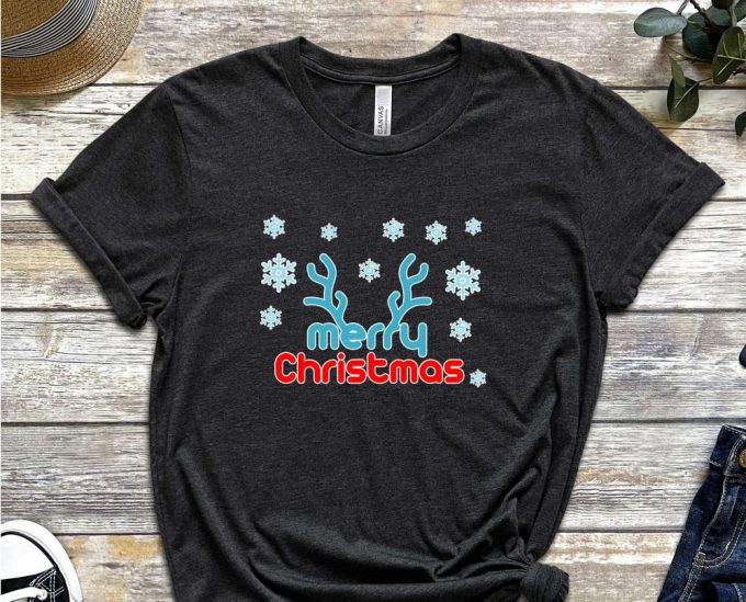 Merry Christmas Reindeer T-Shirt, Xmas Deer Shirt, Christmas Reindeer Shirt, Funny Christmas Shirt, Christmas Antler, Reindeer Graphic Tees 2