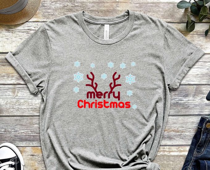 Merry Christmas Reindeer T-Shirt, Xmas Deer Shirt, Christmas Reindeer Shirt, Funny Christmas Shirt, Christmas Antler, Reindeer Graphic Tees 5