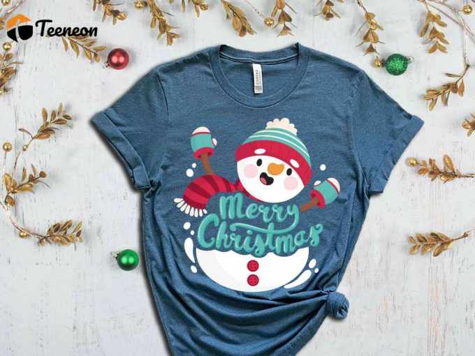 Merry Christmas Snowman T-Shirt, Snowman Graphic Tees, Merry Christmas Shirt, Christmas Apparel, Christmas Gift, Xmas Snowman, Xmas Squad 1