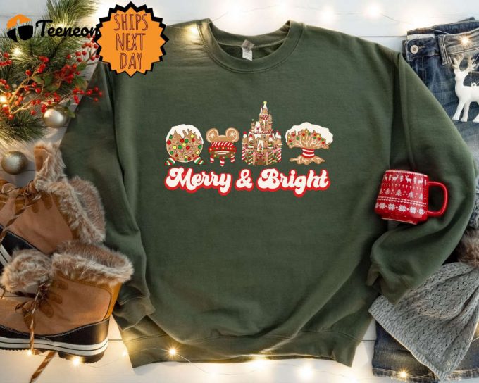 Merry Christmas Sweatshirt: Castle Mickey Epcot Shirt - Disney Gingerbread Sweater 1