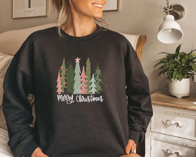 Merry Christmas Sweatshirt, Christmas Trees Sweater, Christmas Sweater, Christmas Sweatshirt, Cute Christmas Sweater, Christmas Gift Sweater 3