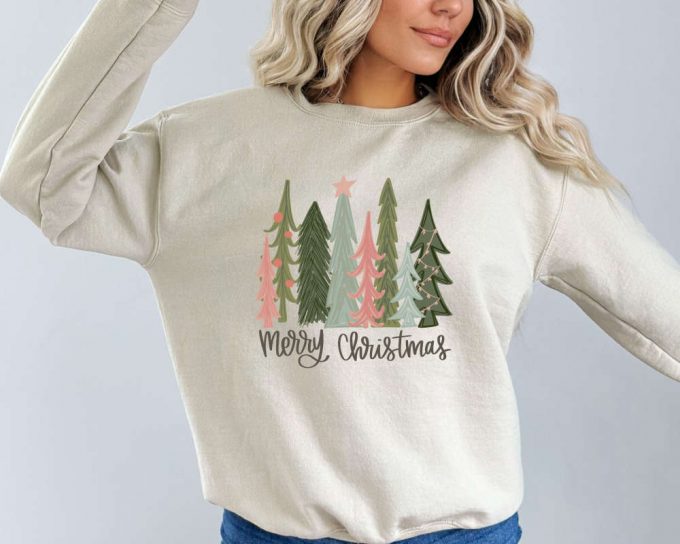 Cute Christmas Sweater: Merry Christmas Sweatshirt &Amp; Trees Gift - Shop Now! 2