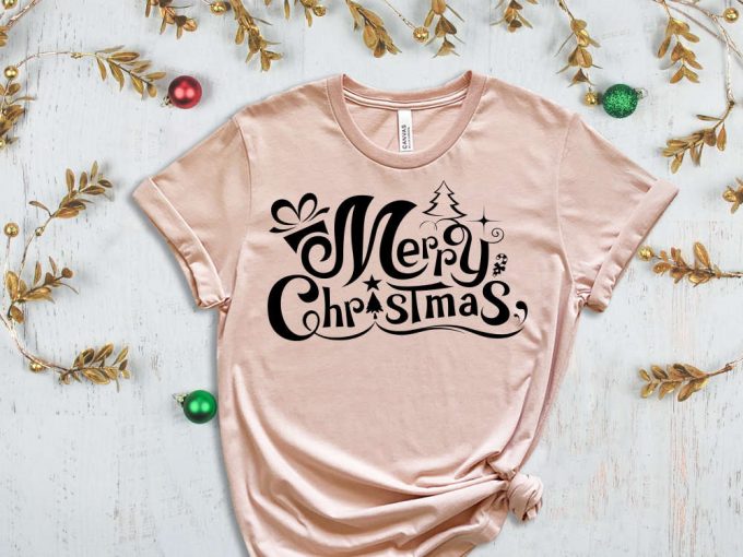 Merry Christmas T-Shirt, Christmas Gift, Christmas Tree Graphic Tees, Cute Christmas Shirt, Xmas Apparel, Holiday Shirts, Merry Xmas Tshirt 2