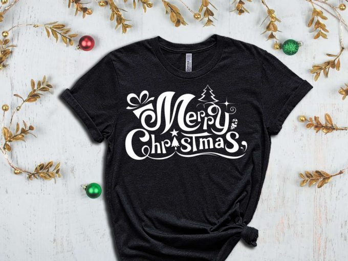 Merry Christmas T-Shirt, Christmas Gift, Christmas Tree Graphic Tees, Cute Christmas Shirt, Xmas Apparel, Holiday Shirts, Merry Xmas Tshirt 3