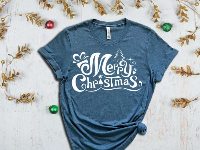 Merry Christmas T-Shirt, Christmas Gift, Christmas Tree Graphic Tees, Cute Christmas Shirt, Xmas Apparel, Holiday Shirts, Merry Xmas Tshirt 4